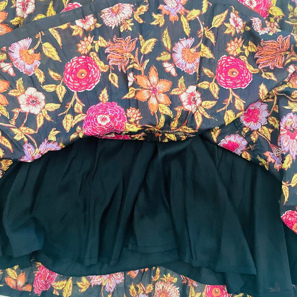 Free People Black Comb floral short summer dress Boheiman - Picture 7 of 7